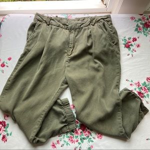 Free People Fatigue Army Green Tencel Jogger Pants